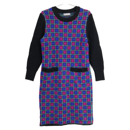 Yves Saint-Laurent イヴサンローラン チェック ニット ワンピース M