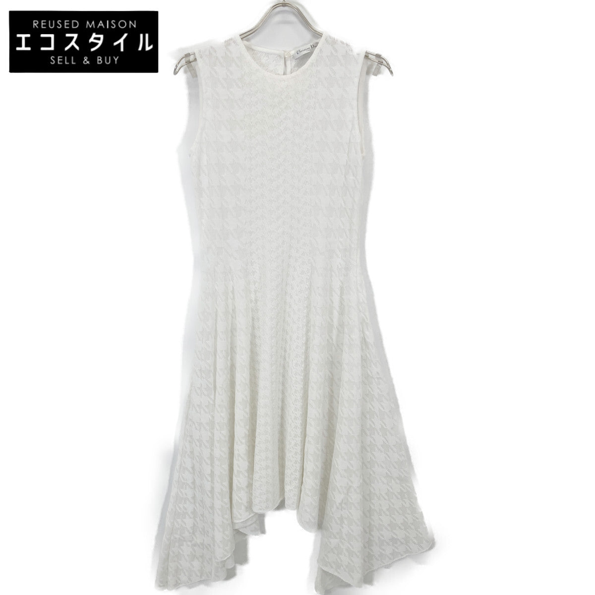 Christian Dior クリスチャンディオール ホワイト 千鳥柄 ノースリーブ ワンピース 4A24611AM533 ワンピース USA6