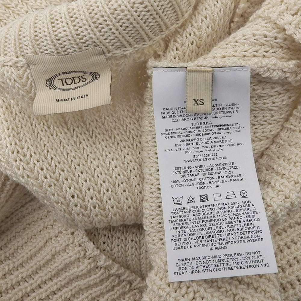 TOD'S トッズ 美品 コットン ニット ベスト レディース アイボリー XS 23年 X8WC1488070 VWA ベスト XS