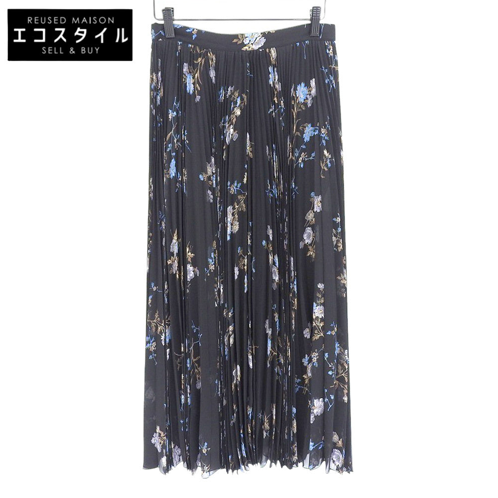 CELINE セリーヌ 美品 シルク フラワー シアー プリーツスカート レディース ブラック 36 2J369800T.96NB スカート 36