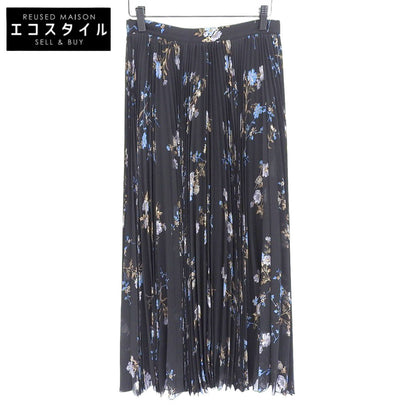 CELINE セリーヌ 美品 シルク フラワー シアー プリーツスカート レディース ブラック 36 2J369800T.96NB スカート 36