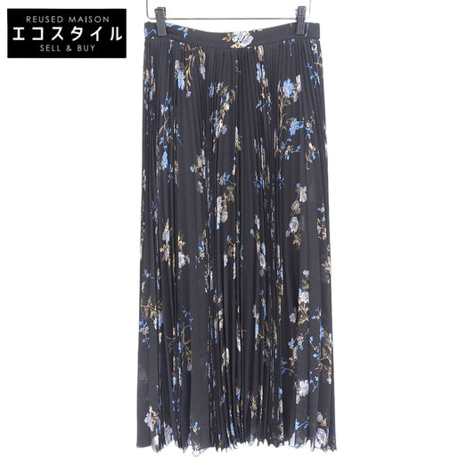 CELINE セリーヌ 美品 シルク フラワー シアー プリーツスカート レディース ブラック 36 2J369800T.96NB スカート 36