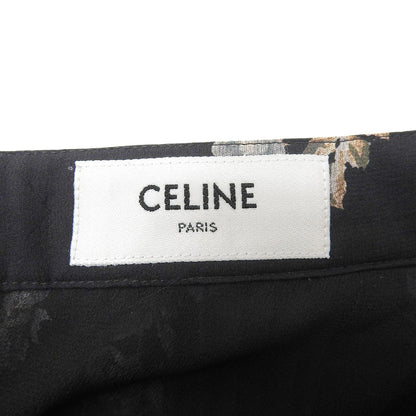 CELINE セリーヌ 美品 シルク フラワー シアー プリーツスカート レディース ブラック 36 2J369800T.96NB スカート 36
