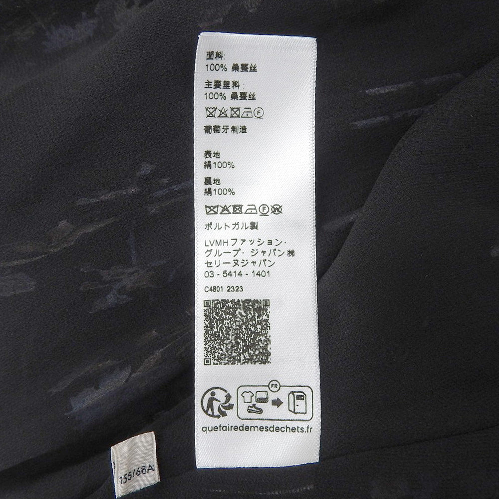 CELINE セリーヌ 美品 シルク フラワー シアー プリーツスカート レディース ブラック 36 2J369800T.96NB スカート 36