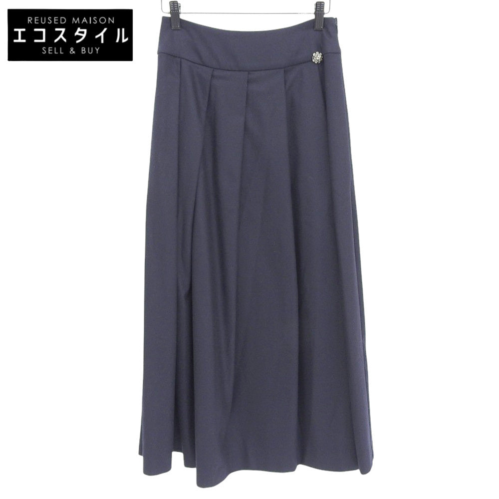 S MaxMara エスマックスマーラ 美品 ウール フレア スカート レディース ネイビー 36 23910606336 23年 スカート 36