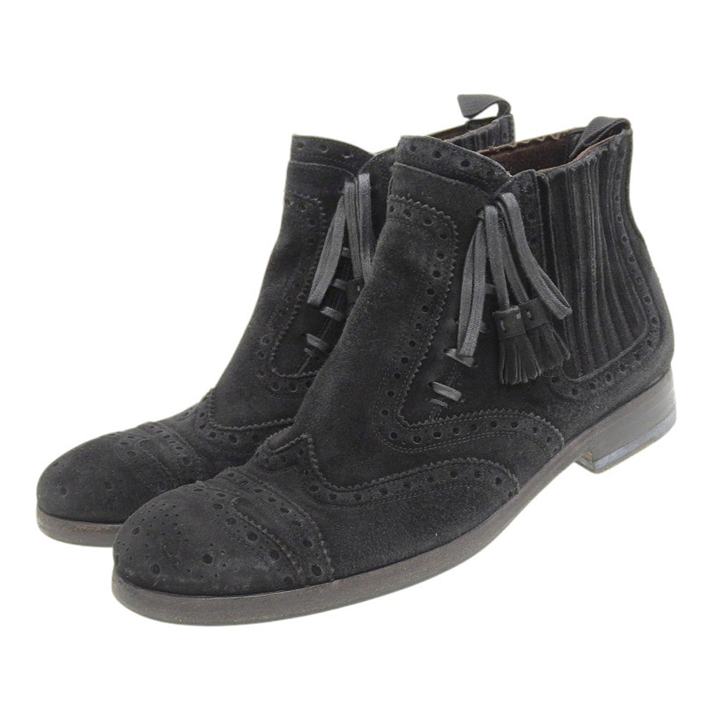 DOLCE&GABBANA ドルチェアンドガッバーナ スエード ウィングチップ ブーツ シューズ レディース 黒 ブラック 6 1/2 5284 シューズ 6.5