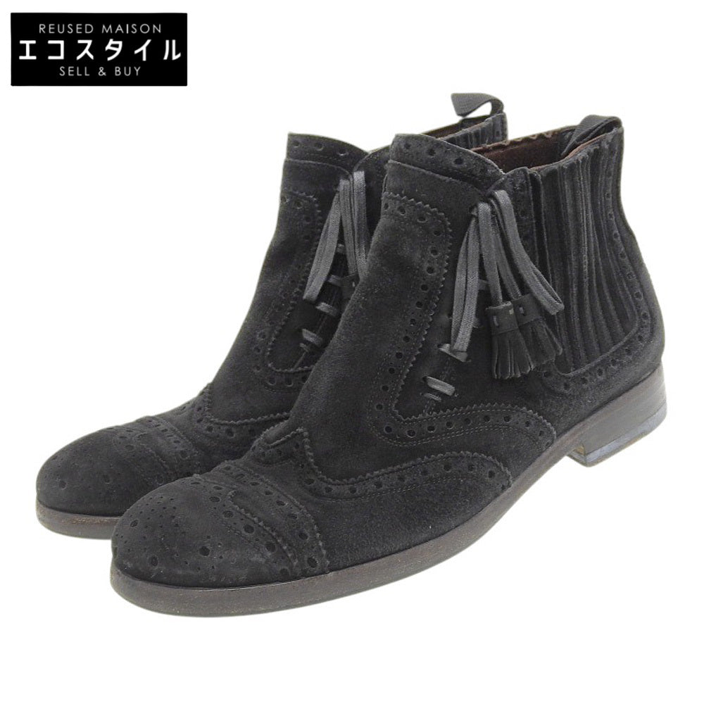 DOLCE&GABBANA ドルチェアンドガッバーナ スエード ウィングチップ ブーツ シューズ レディース 黒 ブラック 6 1/2 5284 シューズ 6.5