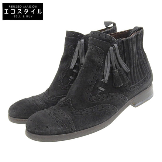 DOLCE&GABBANA ドルチェアンドガッバーナ スエード ウィングチップ ブーツ シューズ レディース 黒 ブラック 6 1/2 5284 シューズ 6.5