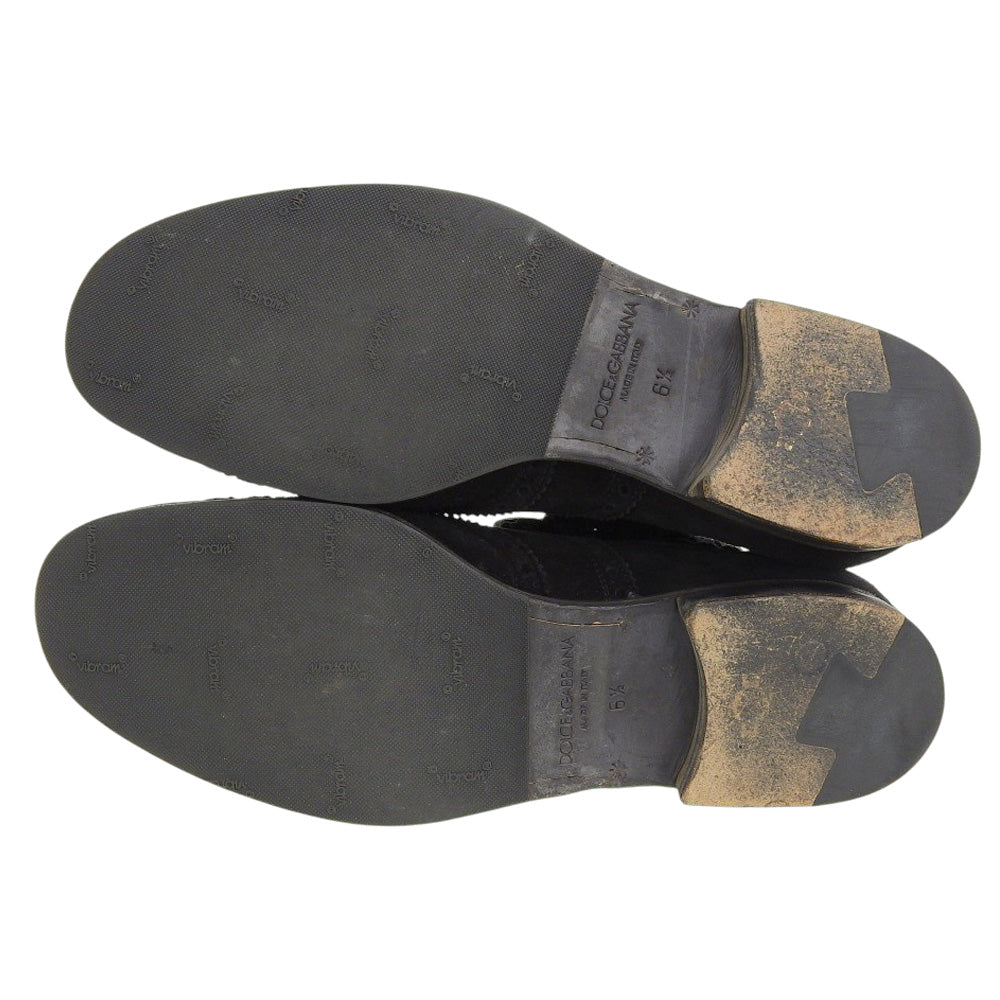 DOLCE&GABBANA ドルチェアンドガッバーナ スエード ウィングチップ ブーツ シューズ レディース 黒 ブラック 6 1/2 5284 シューズ 6.5