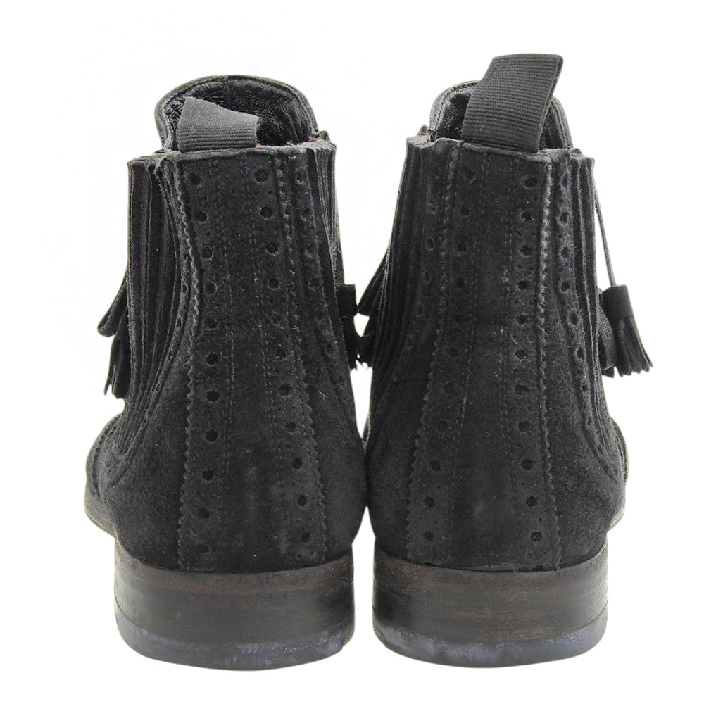 DOLCE&GABBANA ドルチェアンドガッバーナ スエード ウィングチップ ブーツ シューズ レディース 黒 ブラック 6 1/2 5284 シューズ 6.5