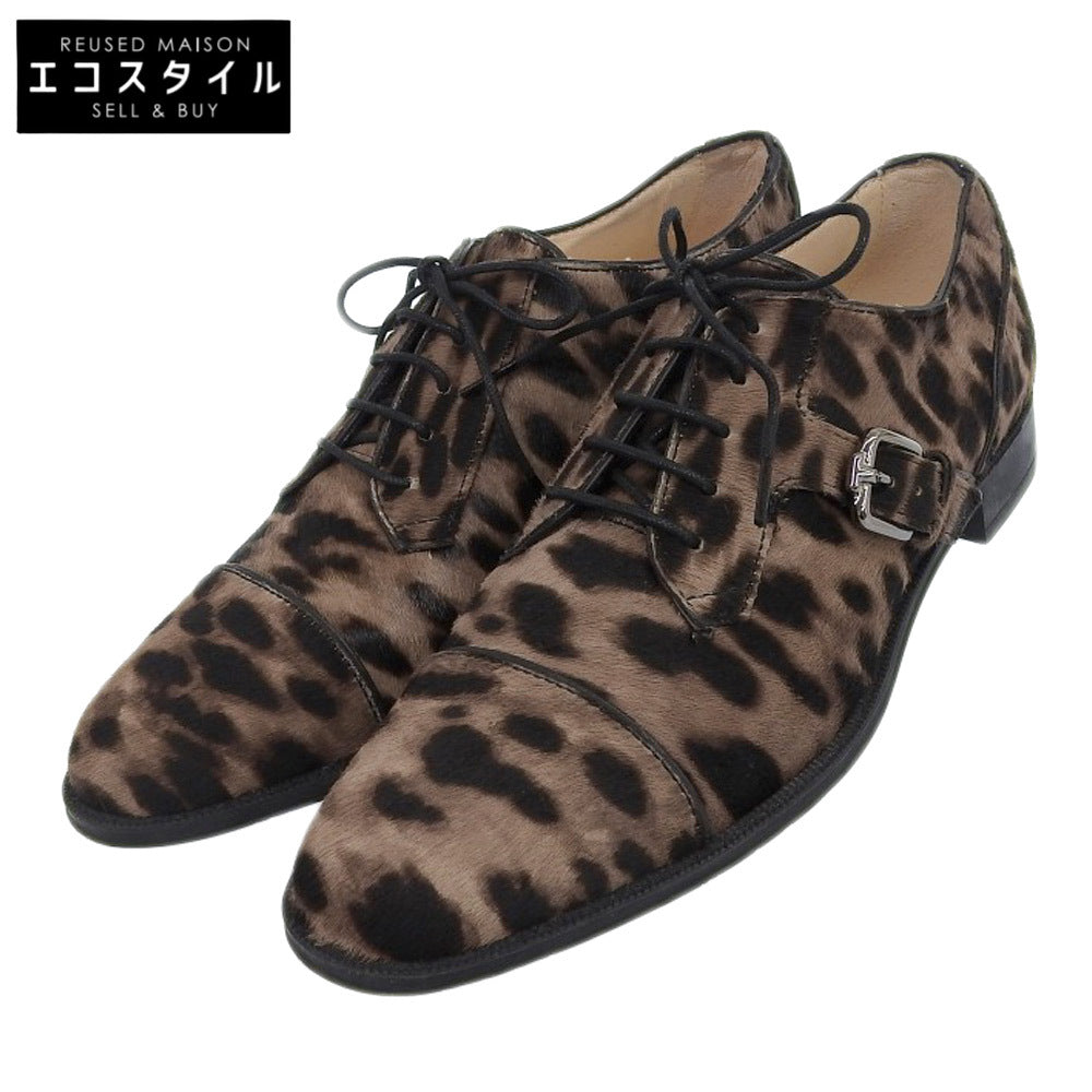 TOD'S トッズ 美品 レオパード ハラコ シングル モンクシューズ レディース ブラウン系 37 シューズ 37