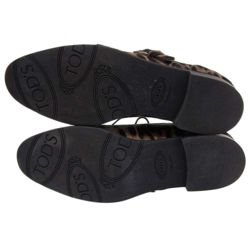 TOD'S トッズ 美品 レオパード ハラコ シングル モンクシューズ レディース ブラウン系 37 シューズ 37