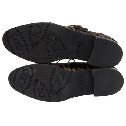 TOD'S トッズ 美品 レオパード ハラコ シングル モンクシューズ レディース ブラウン系 37 シューズ 37