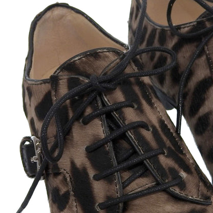 TOD'S トッズ 美品 レオパード ハラコ シングル モンクシューズ レディース ブラウン系 37 シューズ 37