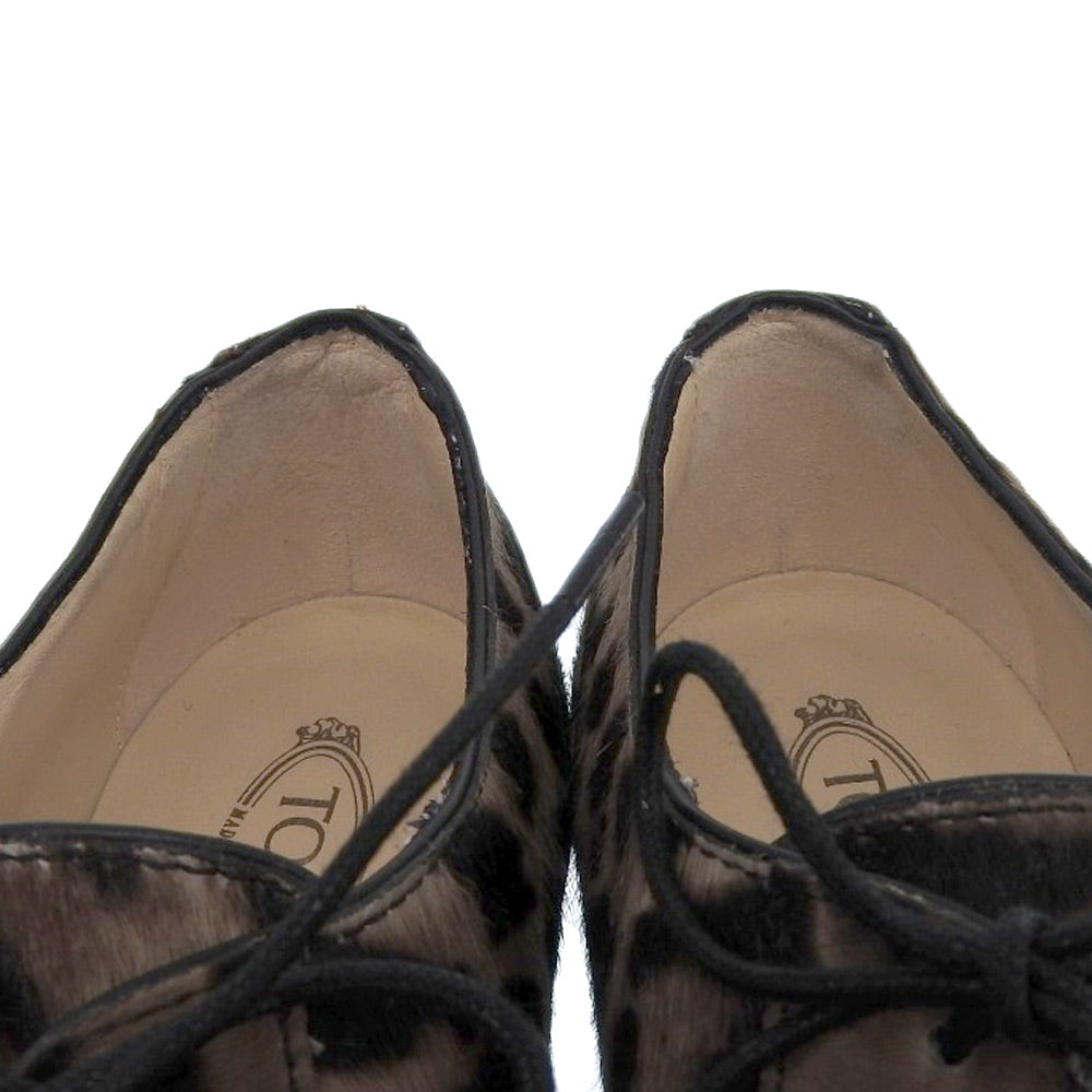 TOD'S トッズ 美品 レオパード ハラコ シングル モンクシューズ レディース ブラウン系 37 シューズ 37