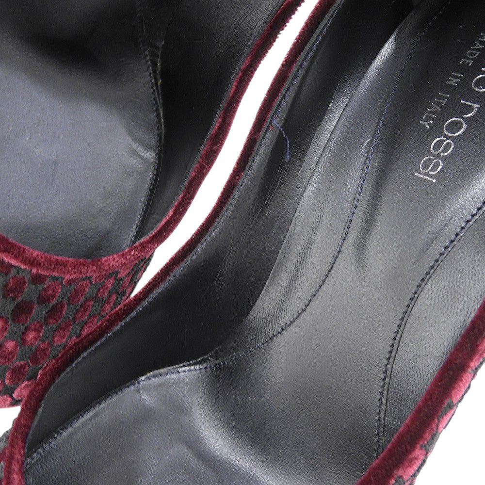Sergio Rossi セルジオロッシ 新品同様 ベルベット ヒールパンプス レディース ボルドー×ブラック 38 シューズ 38