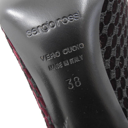 Sergio Rossi セルジオロッシ 新品同様 ベルベット ヒールパンプス レディース ボルドー×ブラック 38 シューズ 38