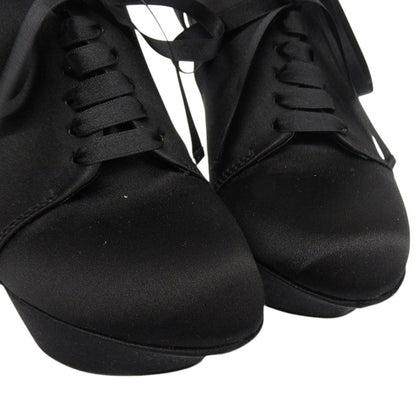 Sergio Rossi セルジオロッシ 美品 サテン レースアップ ヒールパンプス レディース ブラック 38 シューズ 38