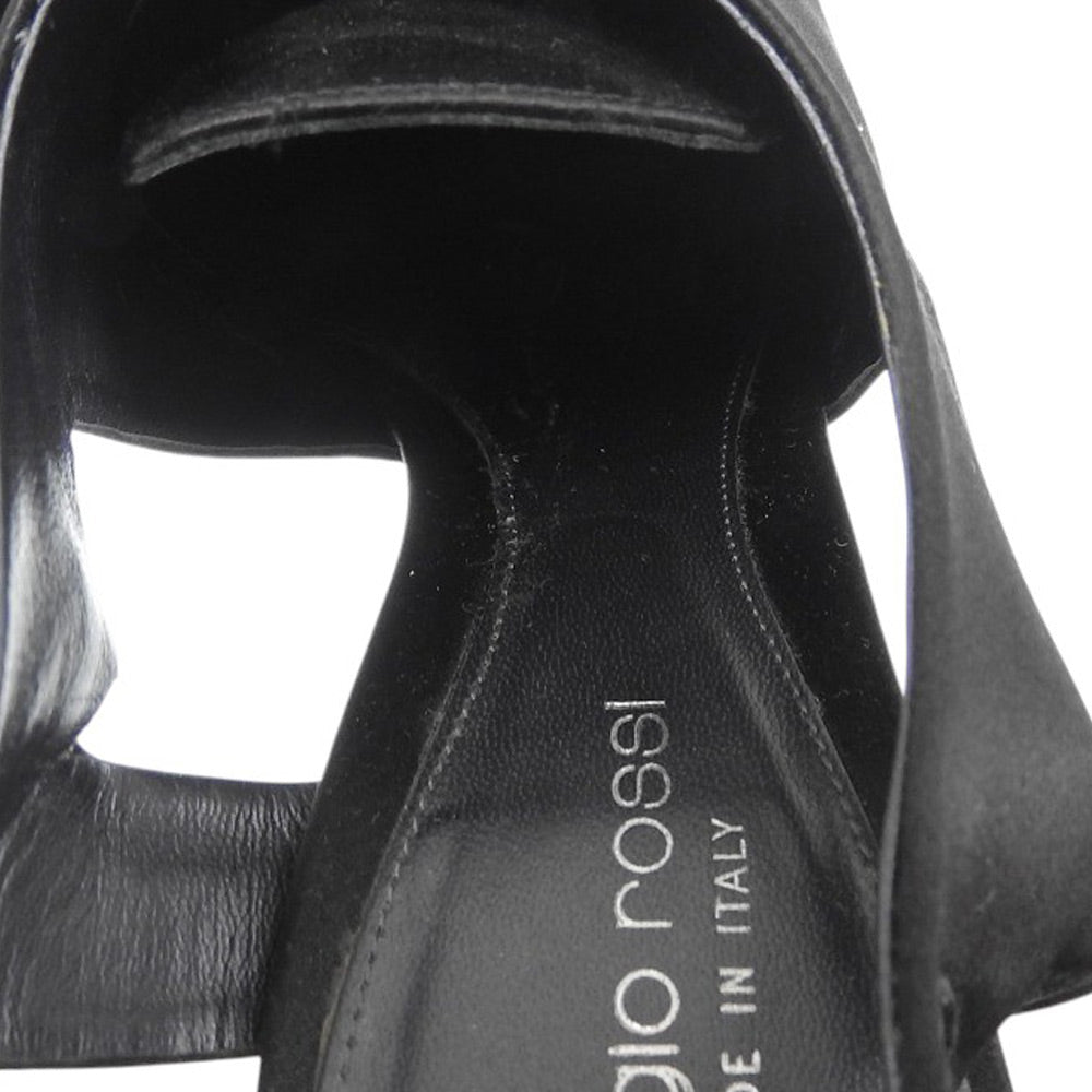 Sergio Rossi セルジオロッシ 美品 サテン レースアップ ヒールパンプス レディース ブラック 38 シューズ 38