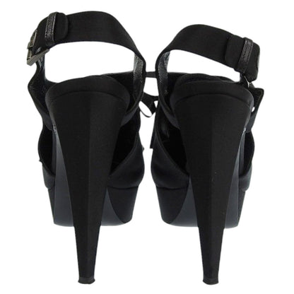 Sergio Rossi セルジオロッシ 美品 サテン レースアップ ヒールパンプス レディース ブラック 38 シューズ 38