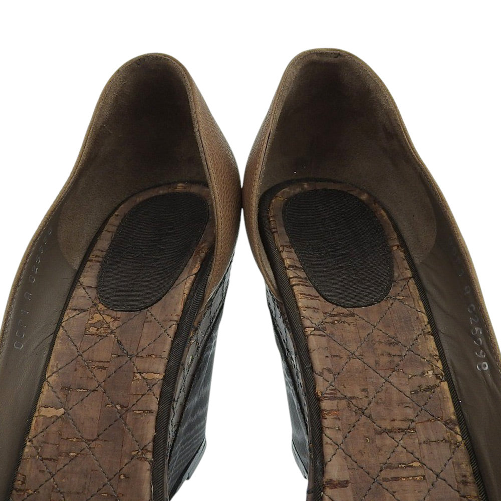 CHANEL シャネル カメリア ココマーク コルクウェッジソール パンプス レディース ブラウン 38 シューズ 38