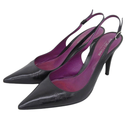 Sergio Rossi セルジオロッシ レザー ポインテッドトゥ パンプス レディース ブラック×パープル シューズ 38