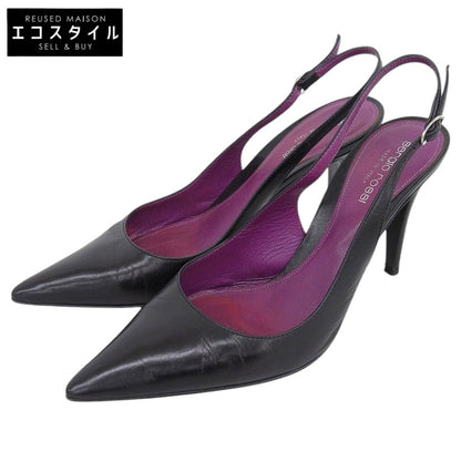 Sergio Rossi セルジオロッシ レザー ポインテッドトゥ パンプス レディース ブラック×パープル シューズ 38