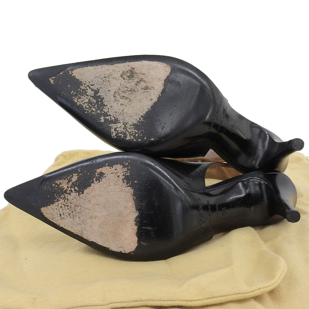 Sergio Rossi セルジオロッシ レザー ポインテッドトゥ パンプス レディース ブラック×パープル シューズ 38