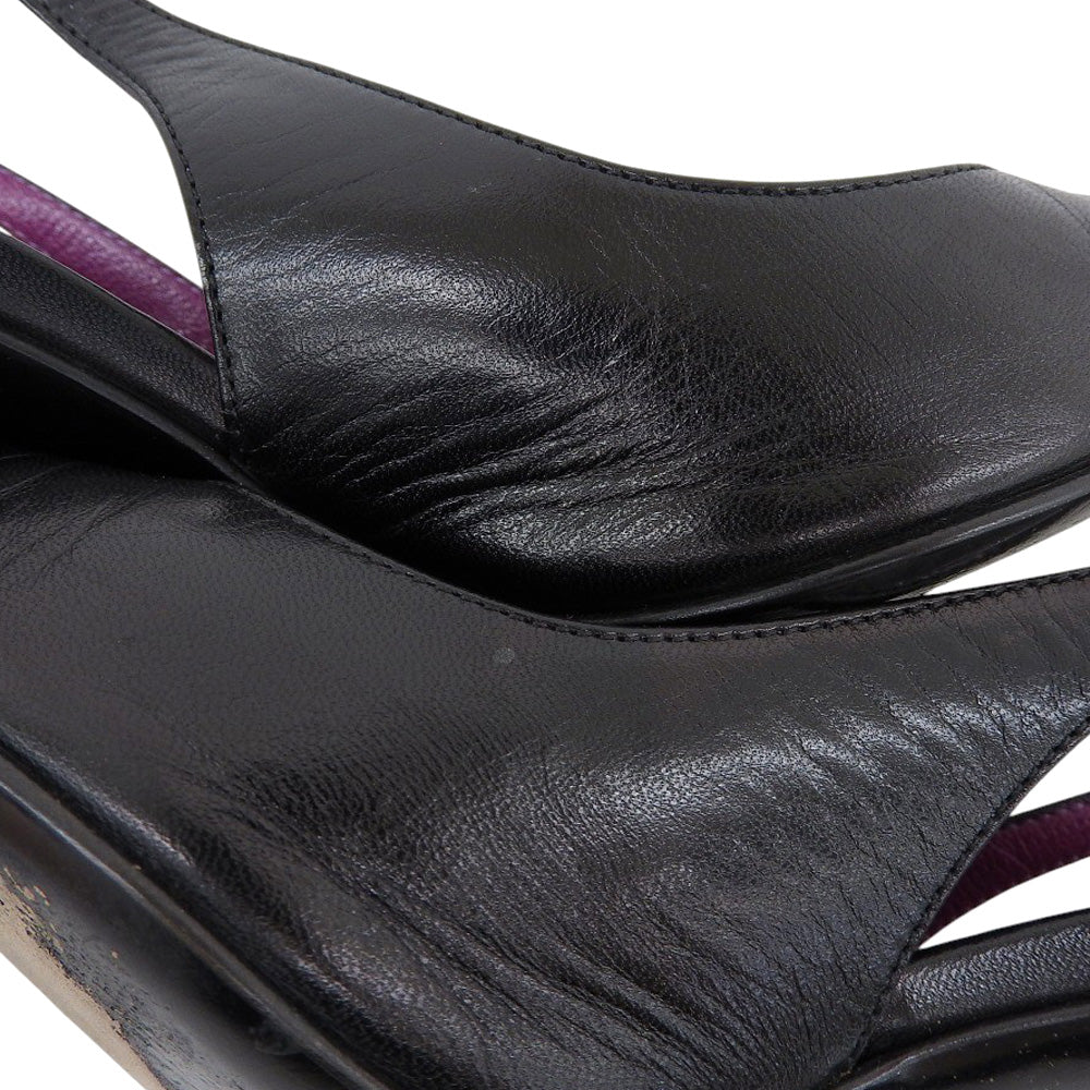 Sergio Rossi セルジオロッシ レザー ポインテッドトゥ パンプス レディース ブラック×パープル シューズ 38