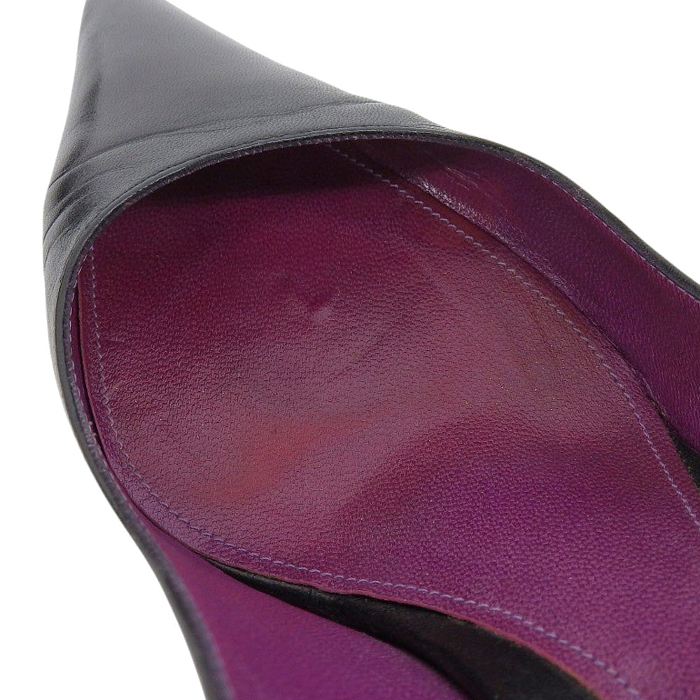 Sergio Rossi セルジオロッシ レザー ポインテッドトゥ パンプス レディース ブラック×パープル シューズ 38