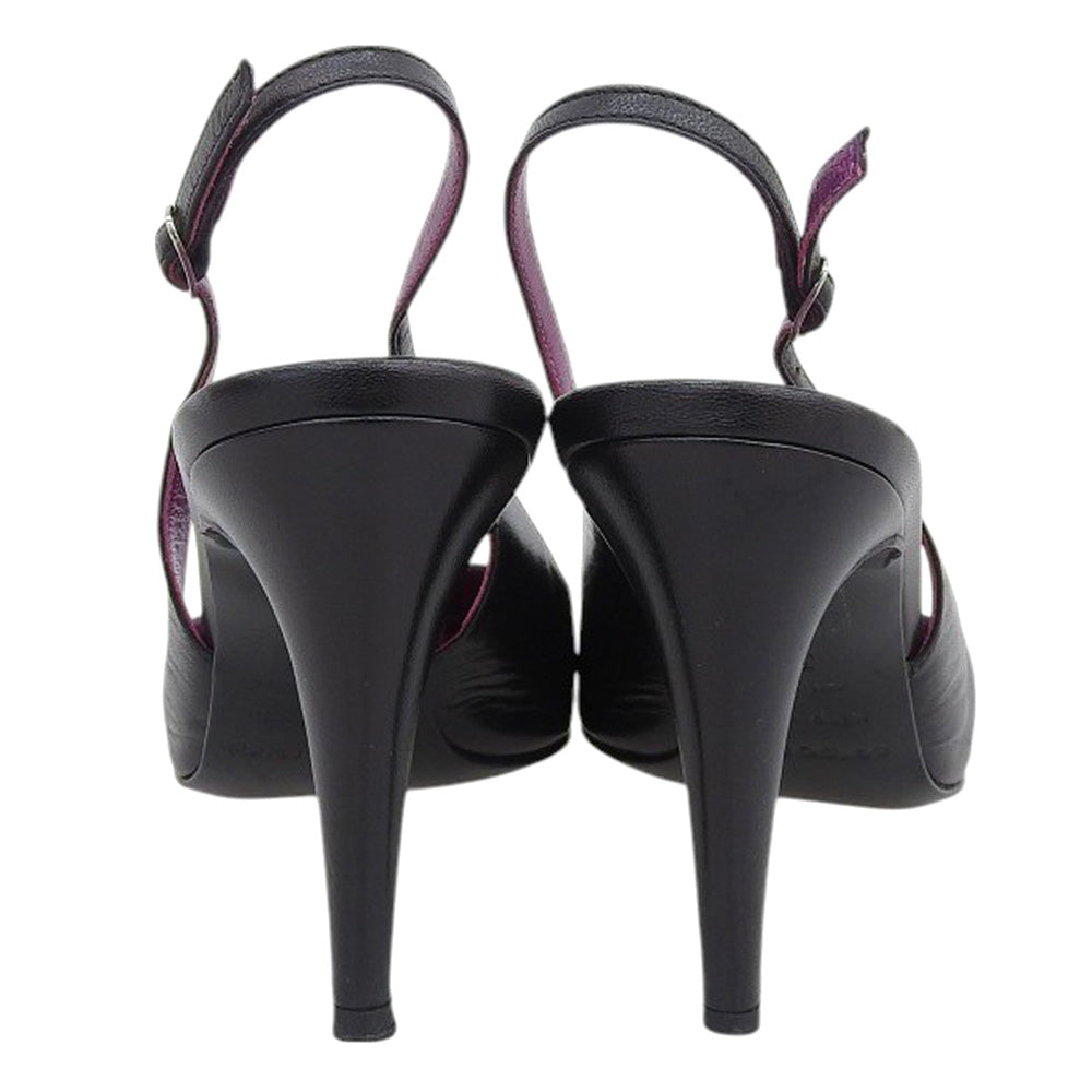 Sergio Rossi セルジオロッシ レザー ポインテッドトゥ パンプス レディース ブラック×パープル シューズ 38