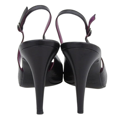 Sergio Rossi セルジオロッシ レザー ポインテッドトゥ パンプス レディース ブラック×パープル シューズ 38