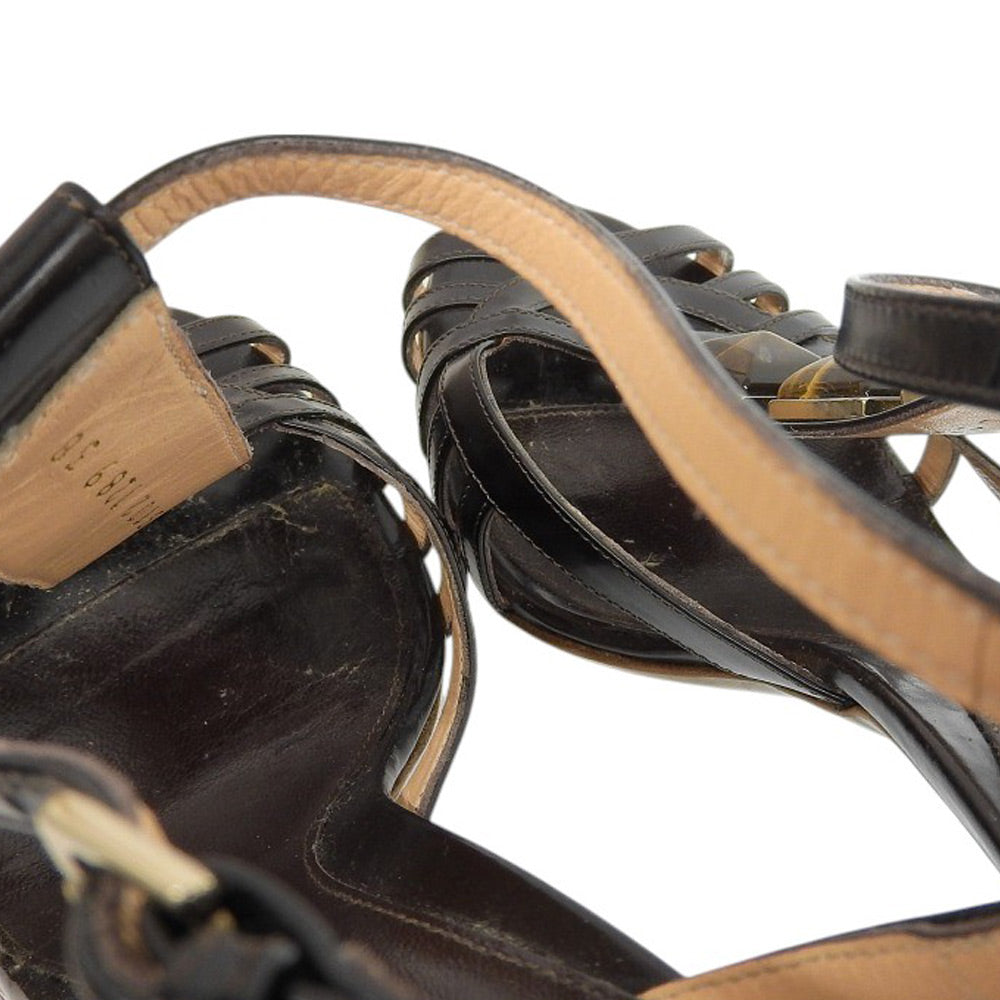 Sergio Rossi セルジオロッシ レザー ビジュー ストラップサンダル レディース ブラック 38 シューズ 38