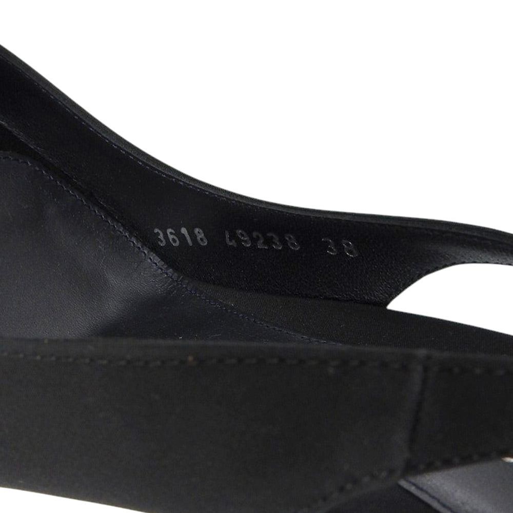 Sergio Rossi セルジオロッシ 美品 ビジュー オープントゥ ストラップ スリングバック パンプス レディース ブラック 38 シューズ 38