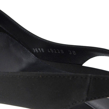 Sergio Rossi セルジオロッシ 美品 ビジュー オープントゥ ストラップ スリングバック パンプス レディース ブラック 38 シューズ 38