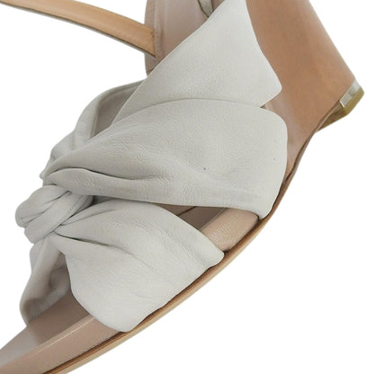 Sergio Rossi セルジオロッシ リボンデザイン 厚底 ハイヒール アンクルストラップ サンダル レディース ホワイト 38 シューズ 38