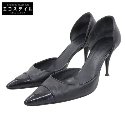 CHANEL シャネル レザー ポインテッドトゥ ココマーク パンプス レディース ブラック 37 1/2 シューズ 37.5