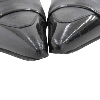 CHANEL シャネル レザー ポインテッドトゥ ココマーク パンプス レディース ブラック 37 1/2 シューズ 37.5