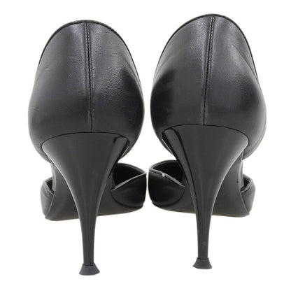 CHANEL シャネル レザー ポインテッドトゥ ココマーク パンプス レディース ブラック 37 1/2 シューズ 37.5