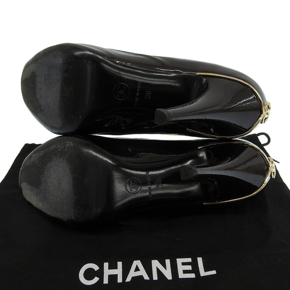 CHANEL シャネル パテント ココマーク ラウンドトゥ パンプス レディース ブラック系 38 シューズ 38