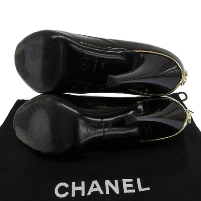CHANEL シャネル パテント ココマーク ラウンドトゥ パンプス レディース ブラック系 38 シューズ 38