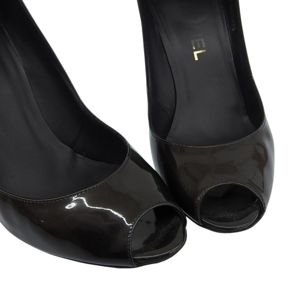 CHANEL シャネル パテント ココマーク ラウンドトゥ パンプス レディース ブラック系 38 シューズ 38