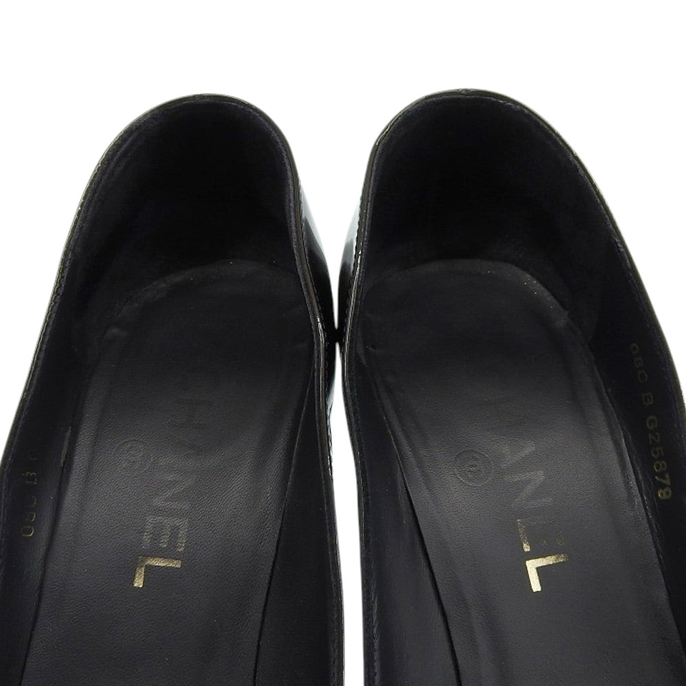 CHANEL シャネル パテント ココマーク ラウンドトゥ パンプス レディース ブラック系 38 シューズ 38