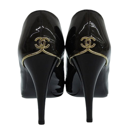 CHANEL シャネル パテント ココマーク ラウンドトゥ パンプス レディース ブラック系 38 シューズ 38