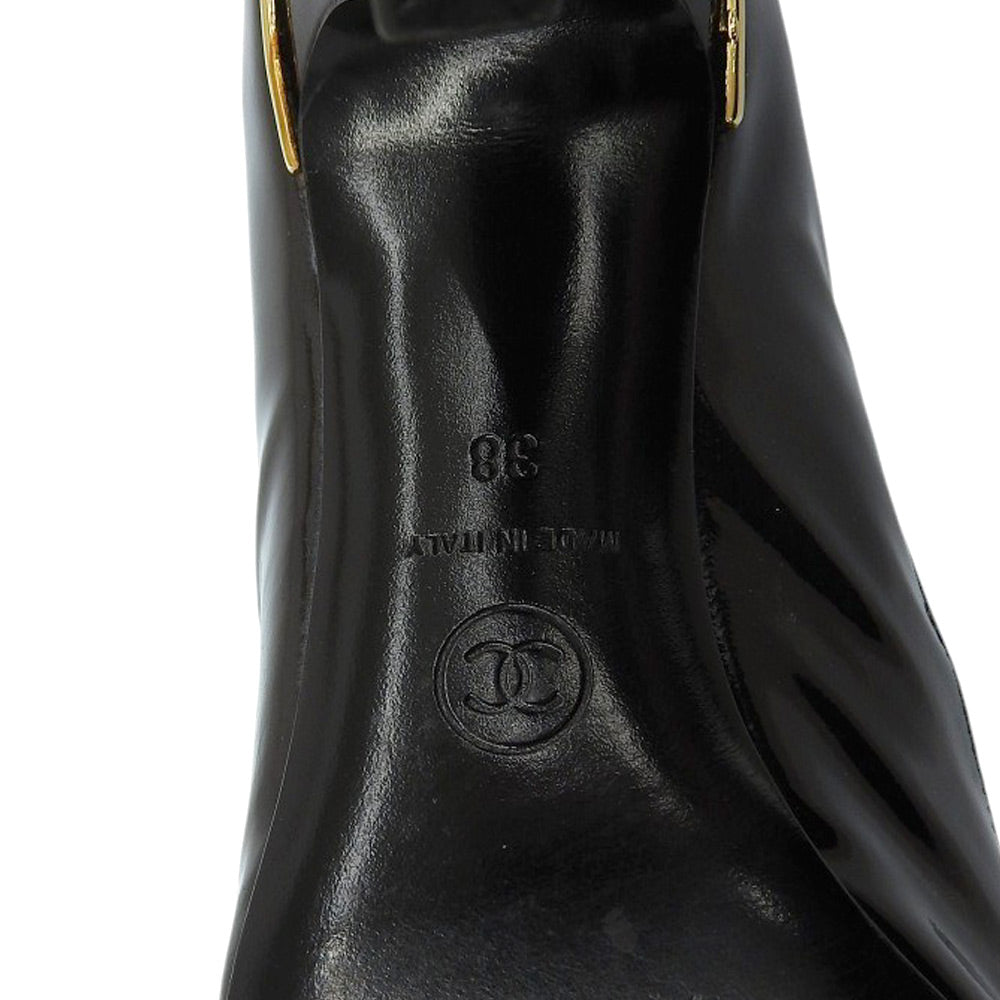 CHANEL シャネル パテント ココマーク ラウンドトゥ パンプス レディース ブラック系 38 シューズ 38