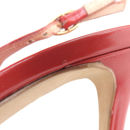 Sergio Rossi セルジオロッシ 美品 レザー オープントゥ サンダル パンプス レディース レッド 38 シューズ 38