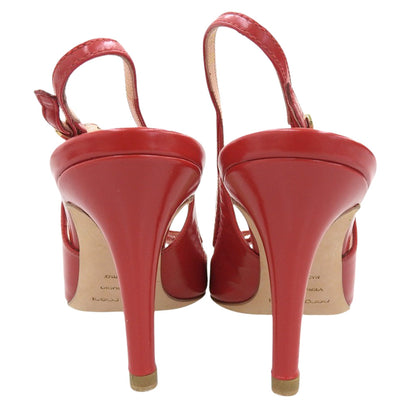 Sergio Rossi セルジオロッシ 美品 レザー オープントゥ サンダル パンプス レディース レッド 38 シューズ 38