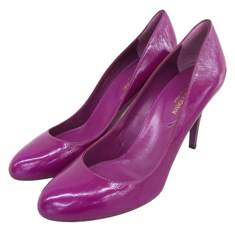 Sergio Rossi セルジオロッシ 美品 レザー ラウンドトゥ パンプス レディース パープル 38 シューズ 38