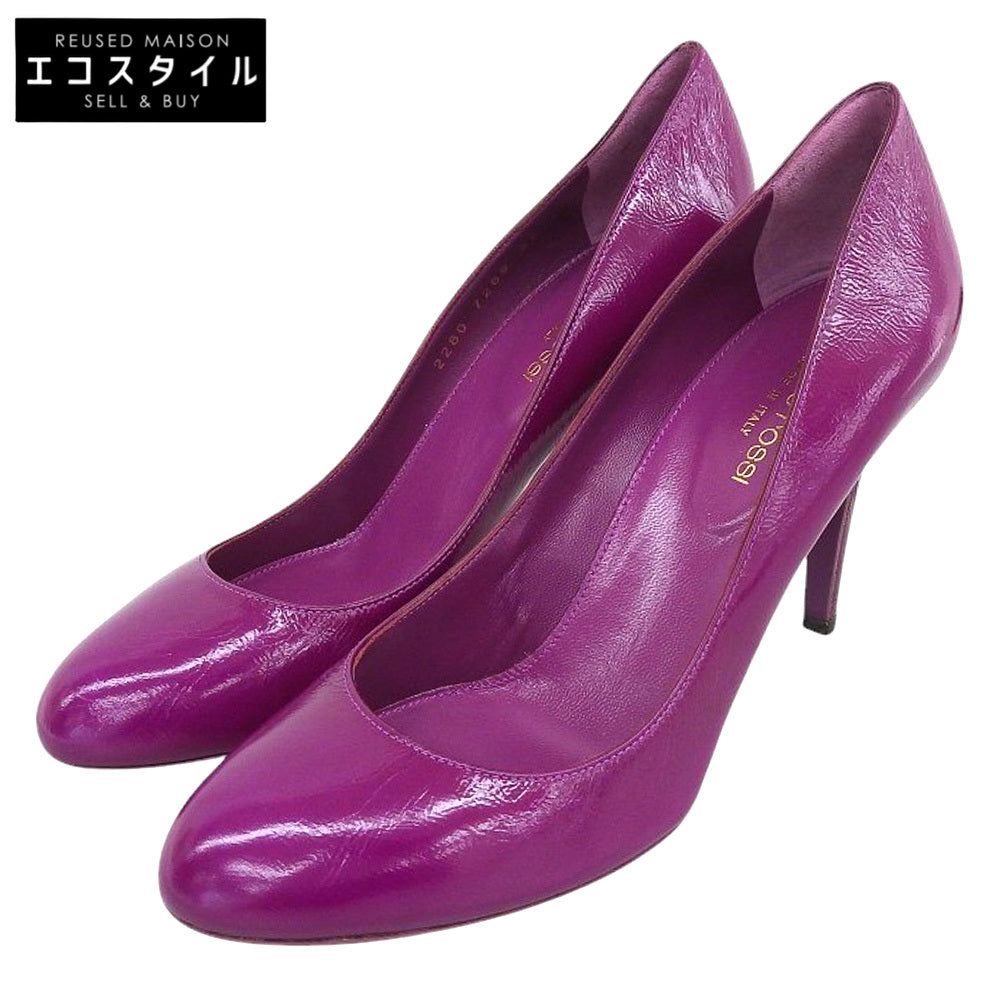 Sergio Rossi セルジオロッシ 美品 レザー ラウンドトゥ パンプス レディース パープル 38 シューズ 38