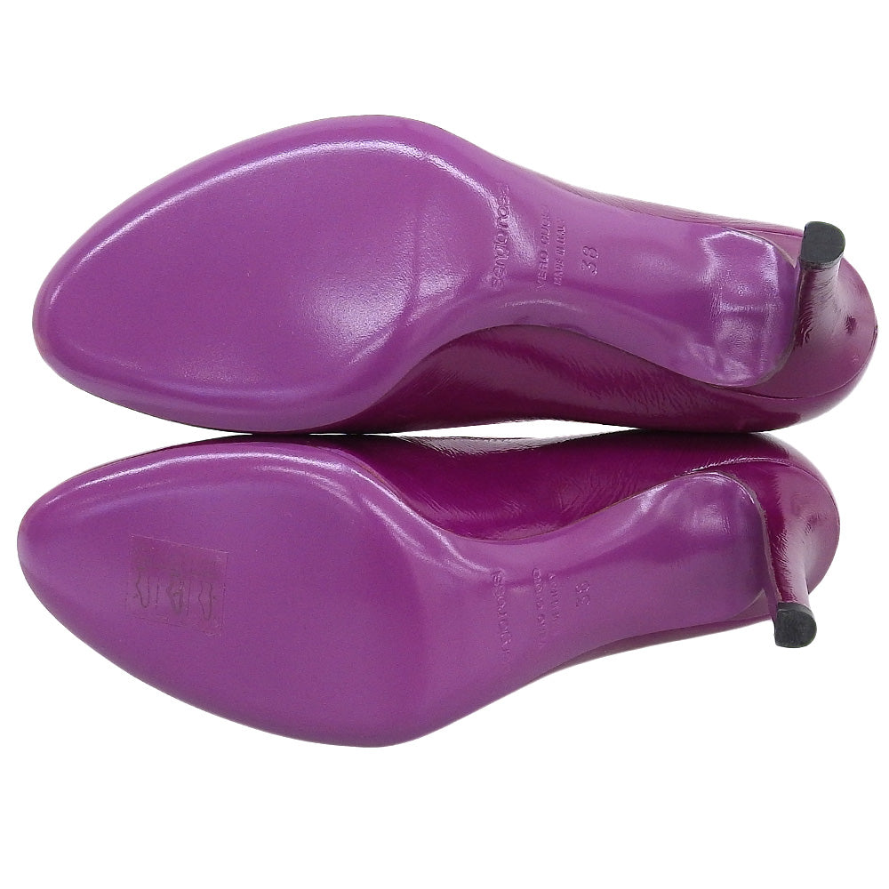 Sergio Rossi セルジオロッシ 美品 レザー ラウンドトゥ パンプス レディース パープル 38 シューズ 38